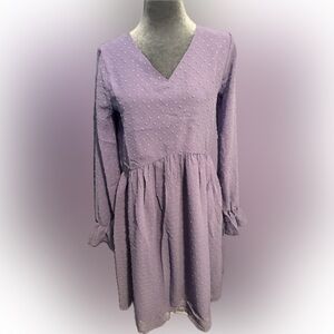 Zenana Lavender Swiss Dot Dress Size S